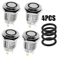 4X 12V 12mm Car Boat Push Button Metal Momentary Switch LED Light Waterproof - view 10