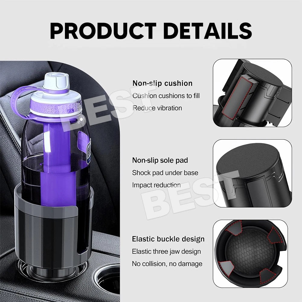 Car Cup Holder Expander Adapter for Bottles & Big Drinks Stable Fit for Car - view 3