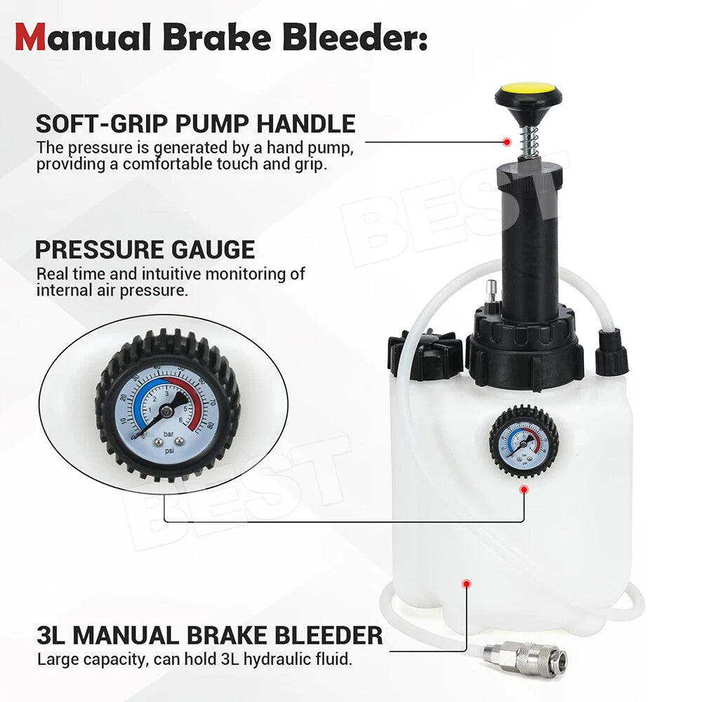 3L+ 1L Manual Brake Bleeder Fluid Changes Pump Clutch Bleeding System Tool Kit - view 2