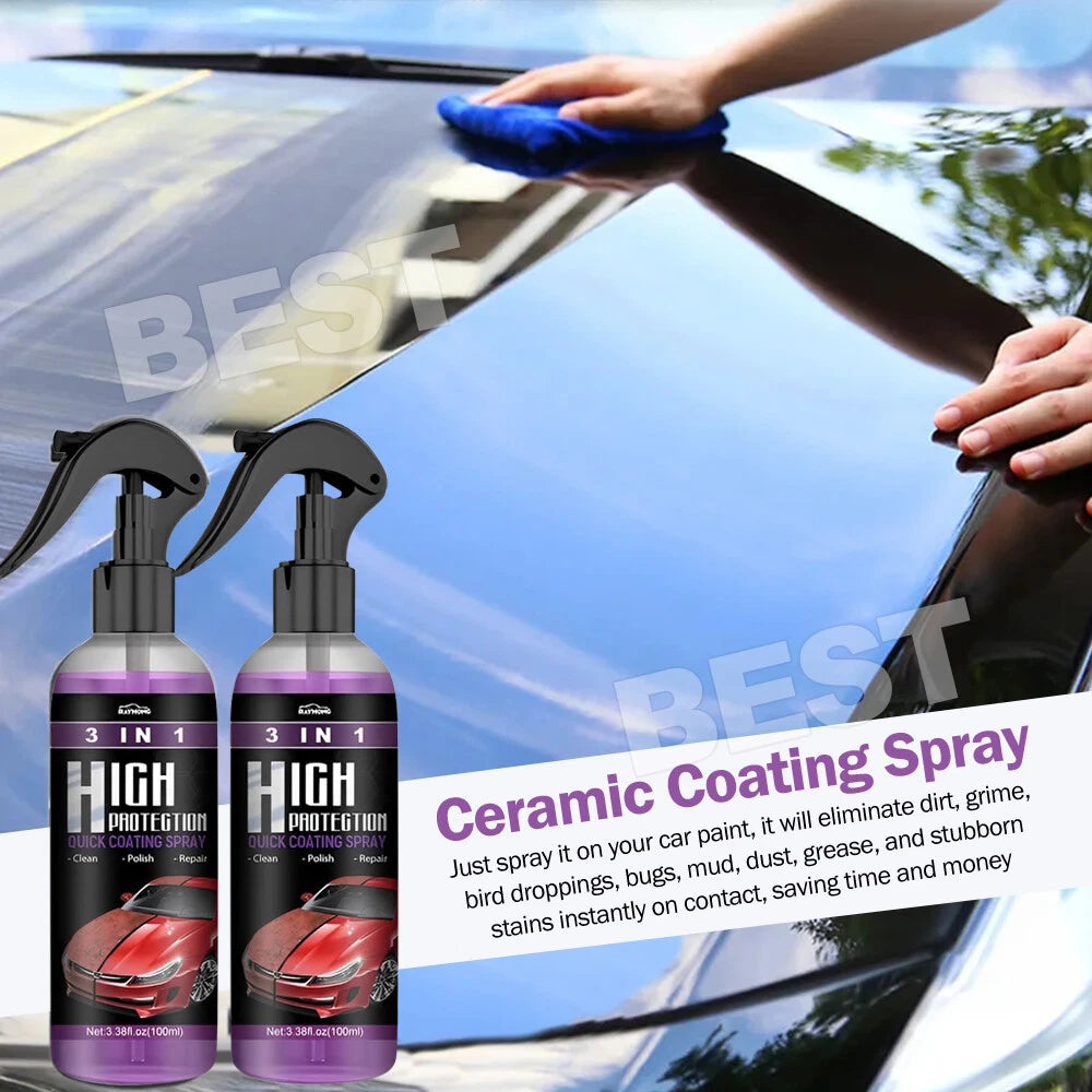 3in1 High Protection Quick Car Coat Ceramic Coating Spray Hydrophobic 100ML Set - view 1