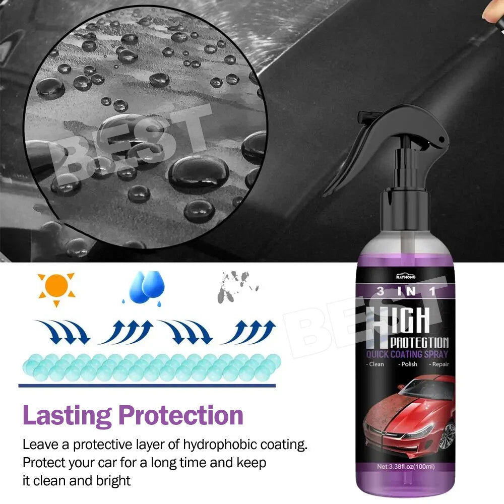 3in1 High Protection Quick Car Coat Ceramic Coating Spray Hydrophobic 100ML Set - view 4