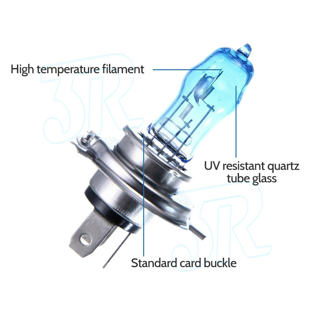 2 pcs H4 HEADLIGHT GLOBES CAR LIGHT BULBS 100/90W 6000K 12V XENON SUPER WHITE - view 2