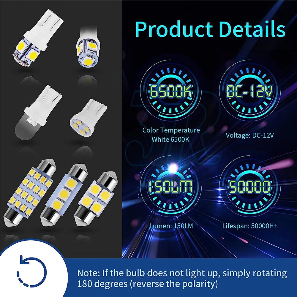 28Pcs Car Interior LED Lights Package Kits for Dome Map License Plate Lamp Bulbs - view 2