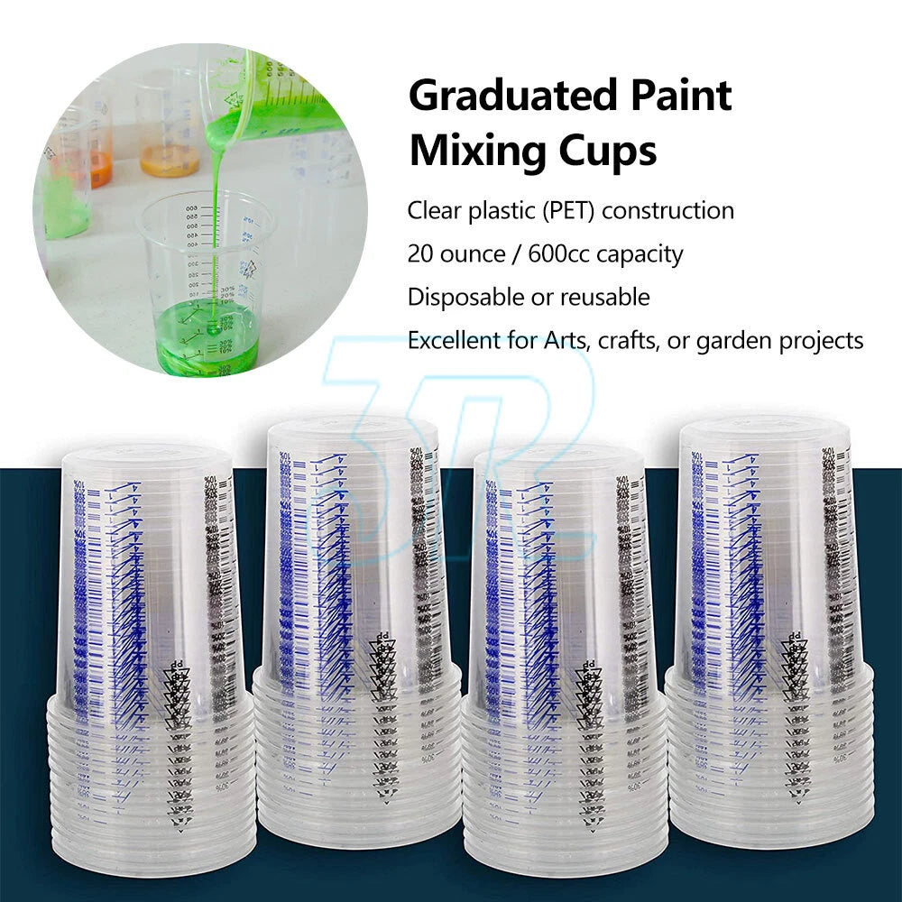 Graduated Paint Measuring Cups Resin Epoxy Ratios Mixing Cup Kits - view 1