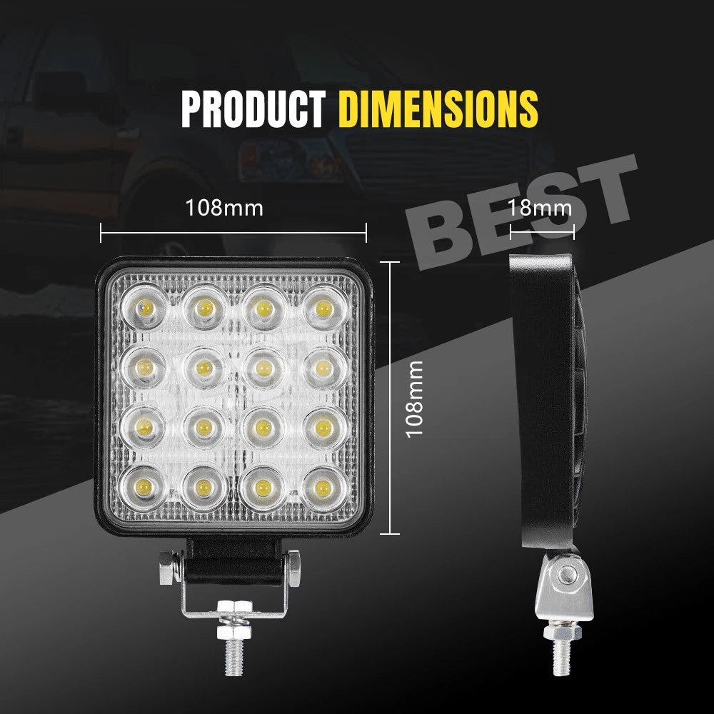 2x 4inch Osram Square LED Work Lights Flood Reverse Ute Truck 12V 24V - view 3