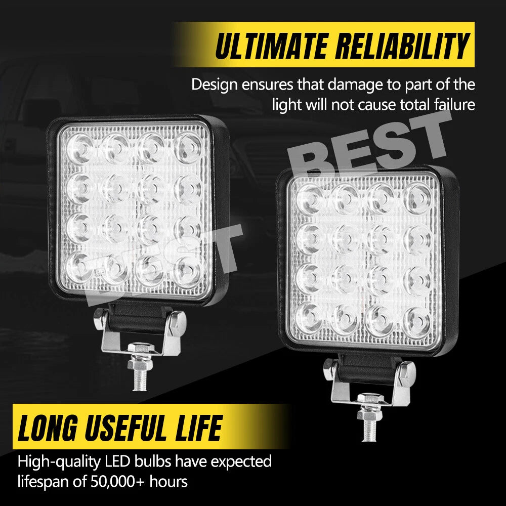 2x 4inch Osram Square LED Work Lights Flood Reverse Ute Truck 12V 24V - view 6