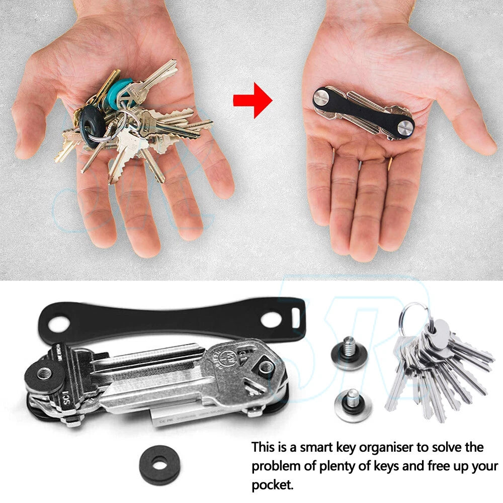 Smart Key Holder Organizer Compact Pocket Size Folder Keychain Ring Aluminium - view 3