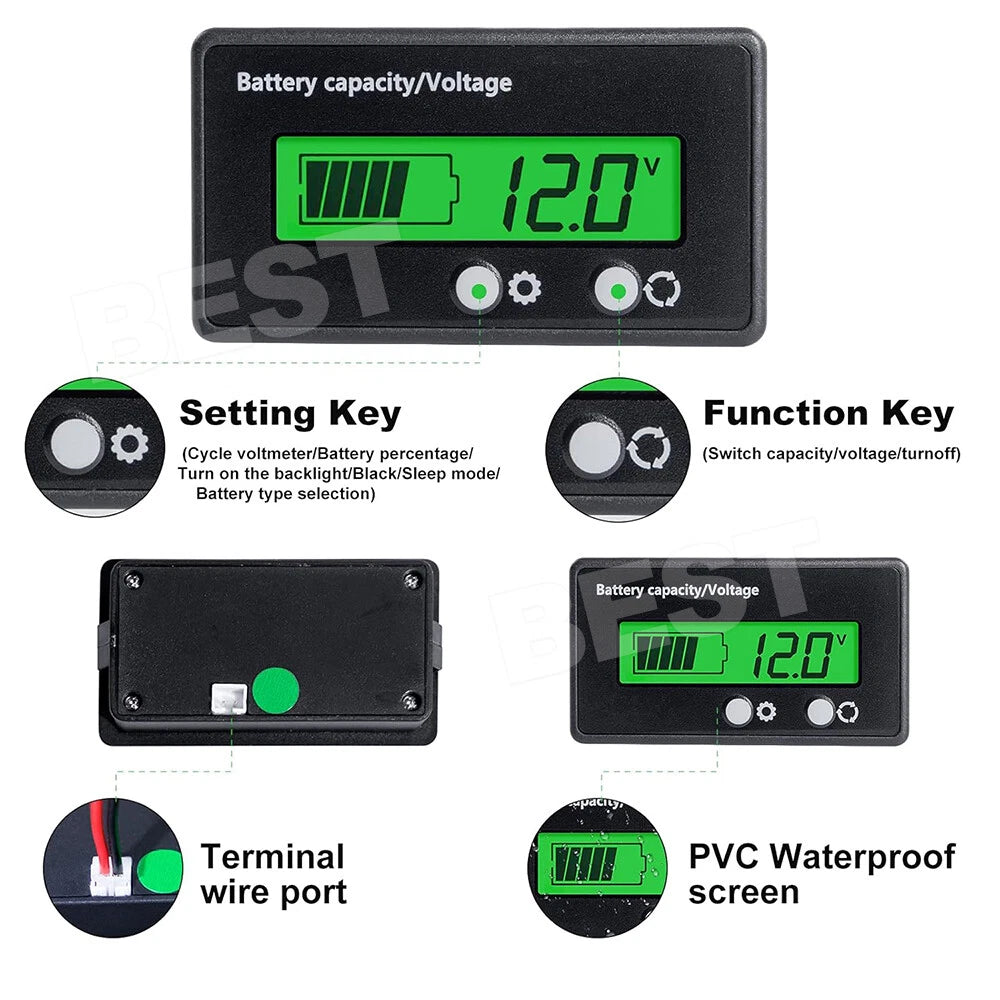 12V-48V Volt Meter Battery Status Indicator Voltage Voltmeter Monitor Caravan - view 3