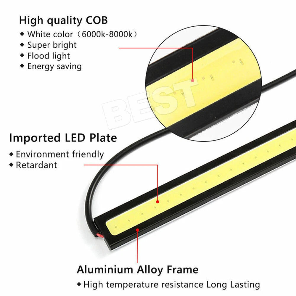 12V Waterproof White DRL LED Strip Lights Bars Camping Caravan Boat Car COB - view 2