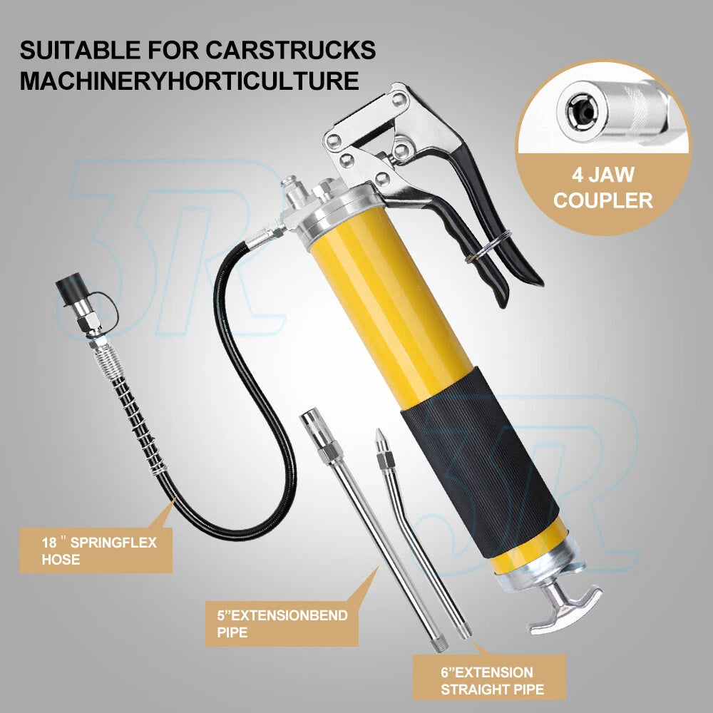 18” Grease Gun 8000PSI Grip Flex Hose 2 Working Connectors - view 3