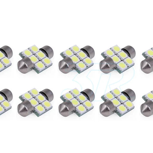 10x CAR 12V LED 31MM FESTOON INTERIOR WHITE LIGHT BULB 5050 6SMD AUTO DOME GLOBE - view 2