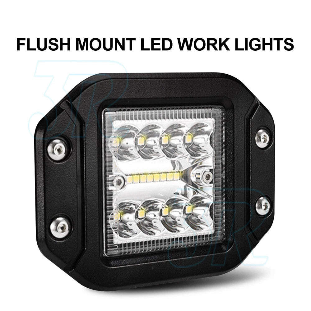 2x 5inch Osram Flush Mount Square LED Work Light 4x4 Reverse Lamp 12V - view 1
