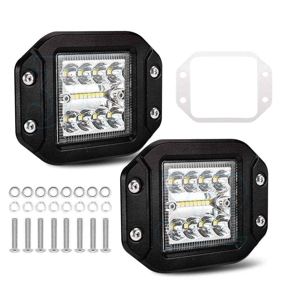 2x 5inch Osram Flush Mount Square LED Work Light 4x4 Reverse Lamp 12V - view 2