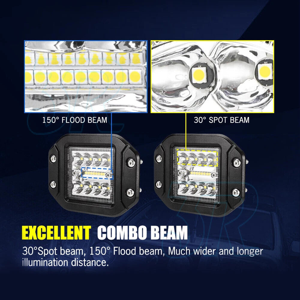 2x 5inch Osram Flush Mount Square LED Work Light 4x4 Reverse Lamp 12V - view 5
