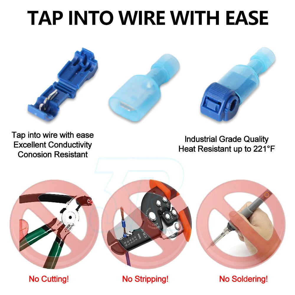 60pcs T-Tap Electrical Wire Crimp Terminals Quick Splice Cable Connectors Kit - view 4