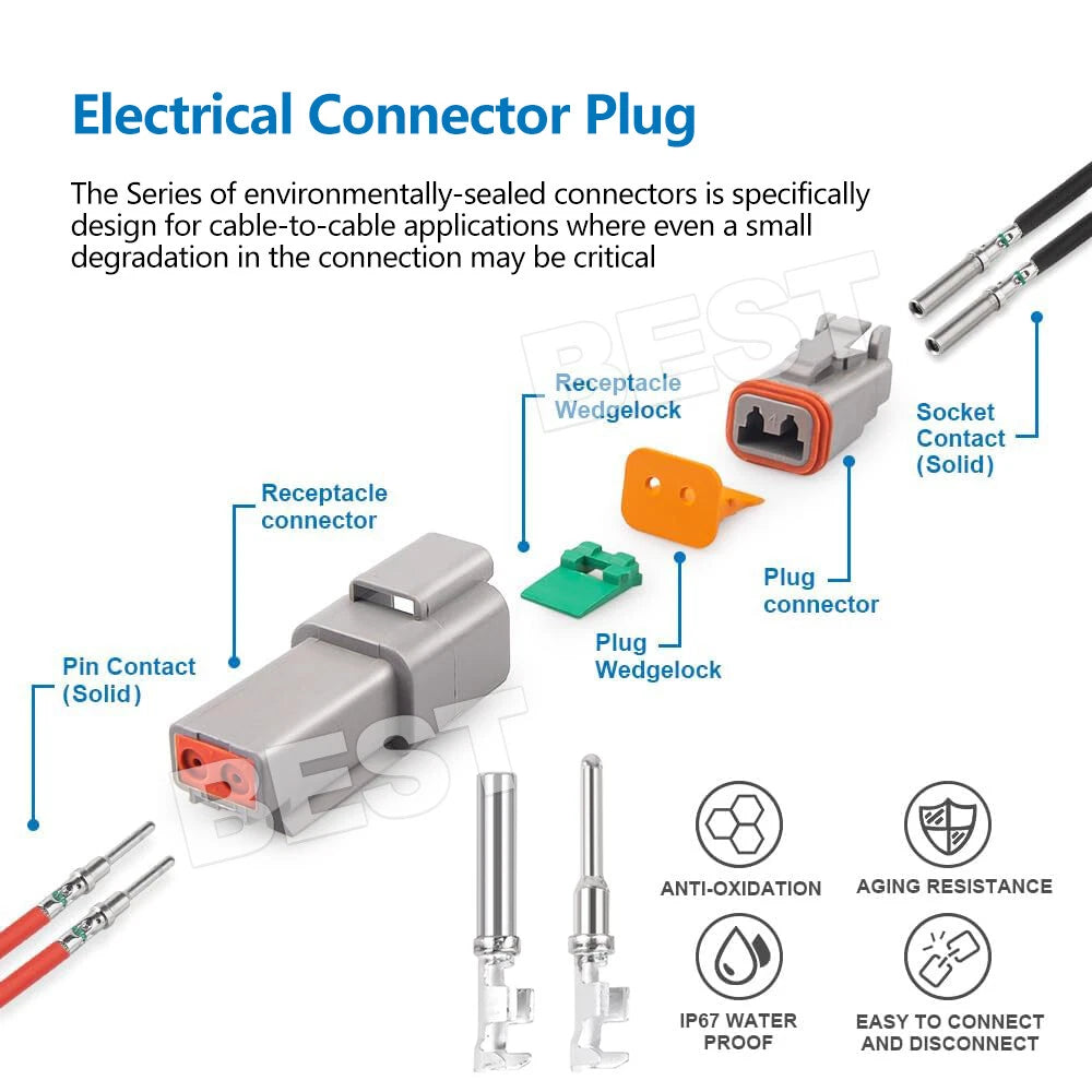 5 Set Deutsch DT 2 Way Pin Male/Female Kit Electrical Connector Plug Waterproof - view 1