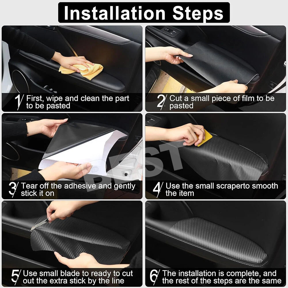 152x300/70CM 4D BLACK CARBON FIBER FIBRE CAR VINYL WRAP FILM ROLL AIR RELEASE - view 6