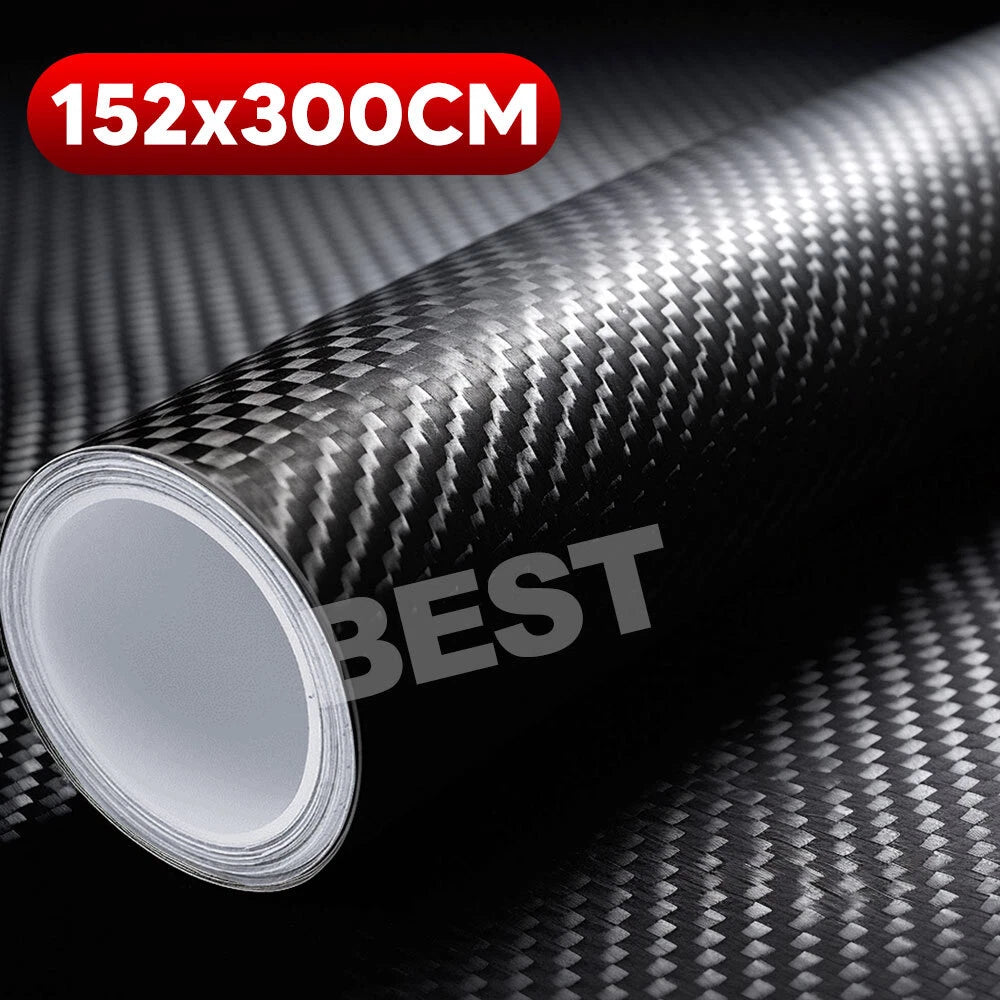 152x300/70CM 4D BLACK CARBON FIBER FIBRE CAR VINYL WRAP FILM ROLL AIR RELEASE - view 9