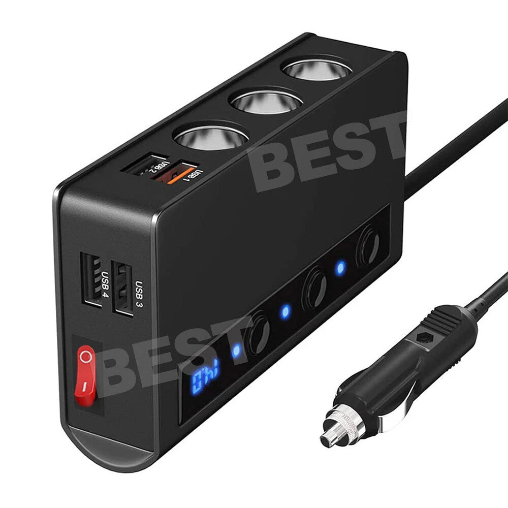 3 Way 12V USB Car Cigarette Splitter Lighter Charger Socket Adapter Plug Power - view 3