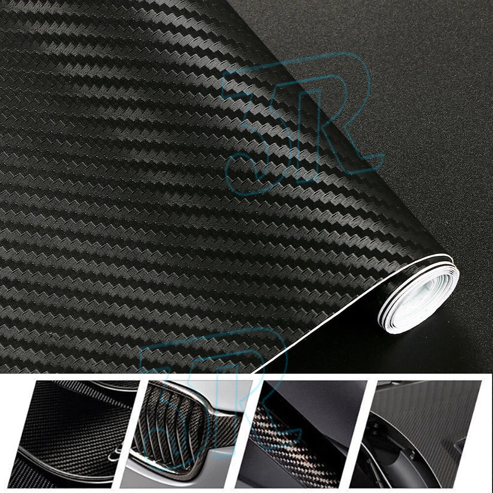 1.51 X 1M 5D GLOSS BLACK CARBON FIBER FIBRE CAR VINYL WRAP FILM ROLL AIR RELEASE - view 2