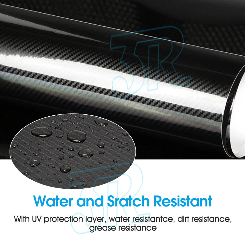 1.51 X 1M 5D GLOSS BLACK CARBON FIBER FIBRE CAR VINYL WRAP FILM ROLL AIR RELEASE - view 3