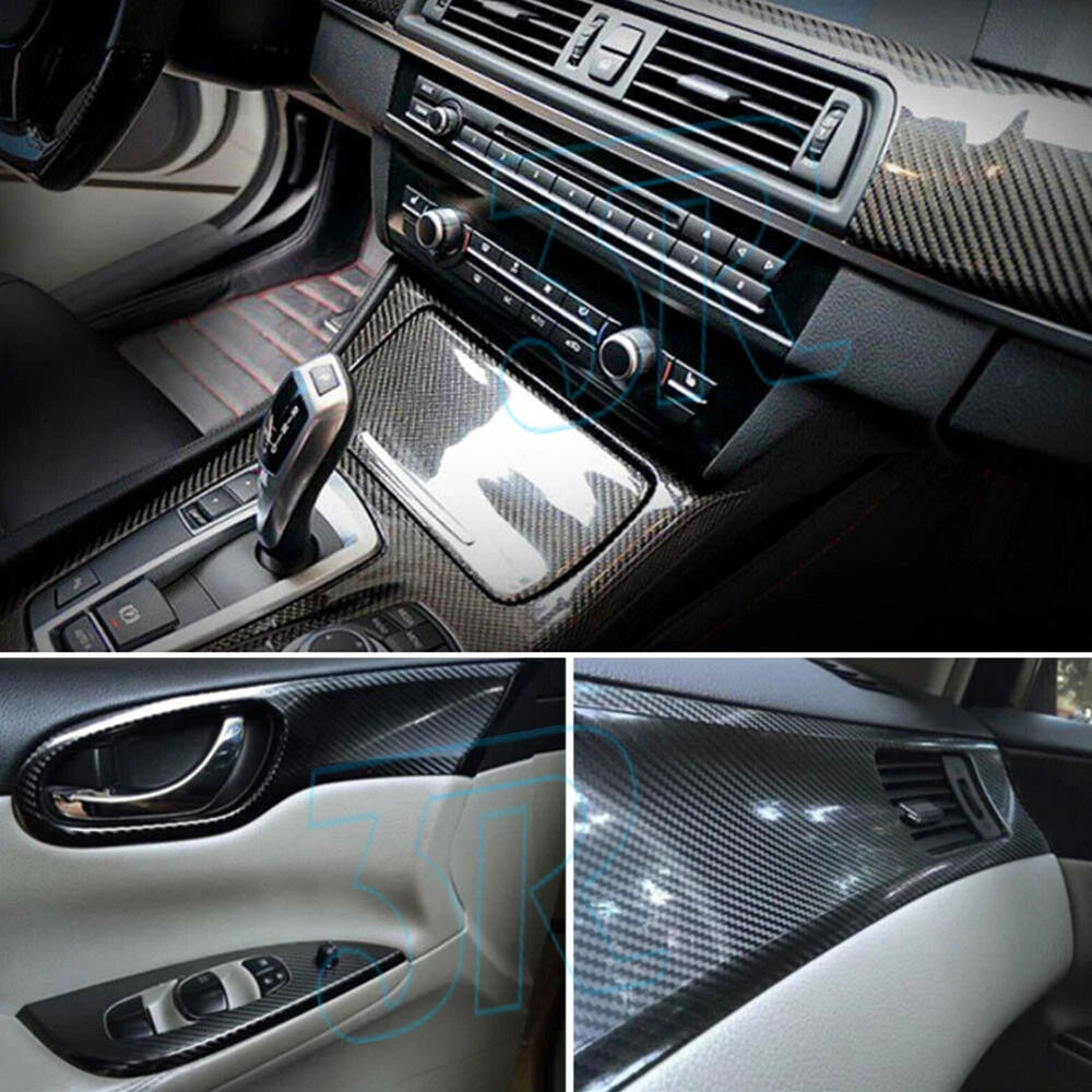 1.51 X 1M 5D GLOSS BLACK CARBON FIBER FIBRE CAR VINYL WRAP FILM ROLL AIR RELEASE - view 6