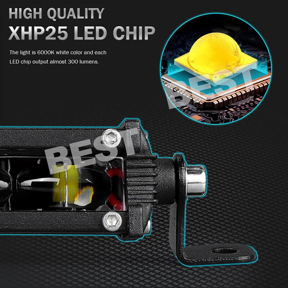 2x 7"inch LED Light Bar 60W Slim 6D Single Row Driving Beam Work Lamp Marine - view 5