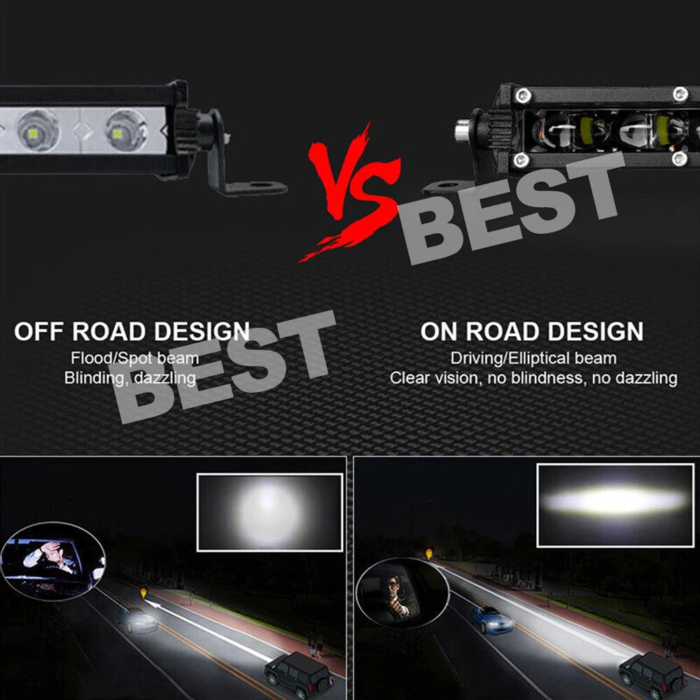 2x 7"inch LED Light Bar 60W Slim 6D Single Row Driving Beam Work Lamp Marine - view 9