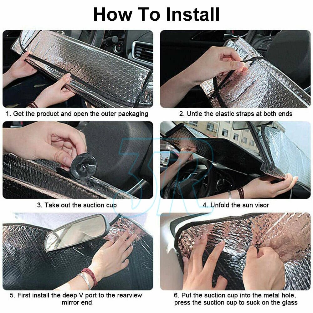 Car Windscreen Sun Shade Heat Reflective Windshield Front Rear Window UV Block - view 9
