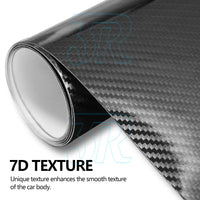 7D 1.52M x 50cm Gloss Black Carbon Fibre Fiber Vinyl Car Wrap Air Release Film - view 1