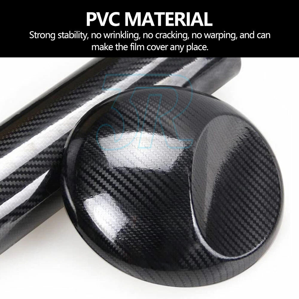 7D 1.52M x 50cm Gloss Black Carbon Fibre Fiber Vinyl Car Wrap Air Release Film - view 2