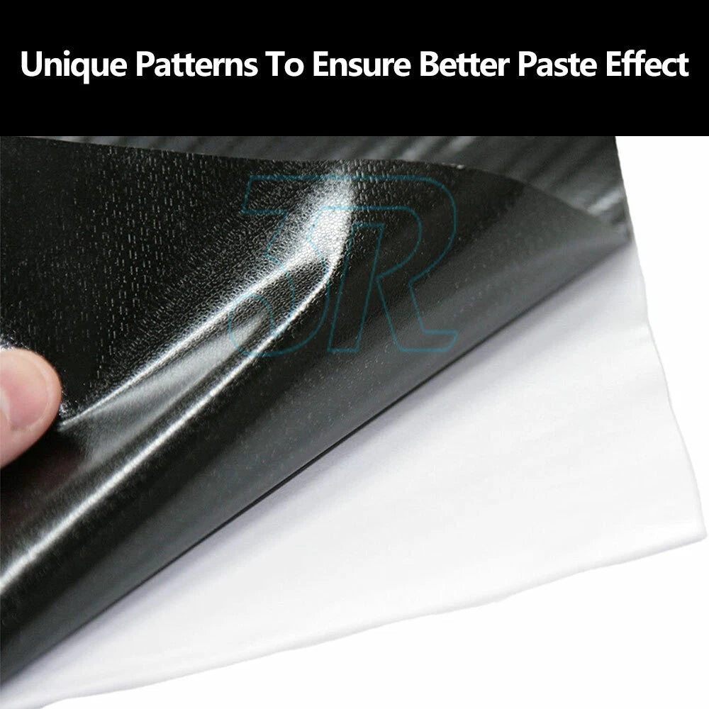 7D 1.52M x 50cm Gloss Black Carbon Fibre Fiber Vinyl Car Wrap Air Release Film - view 3