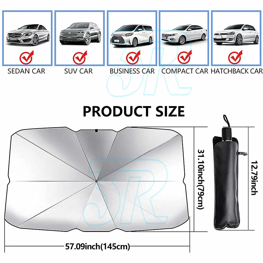2x Car Windshield Sunshade Umbrella Foldable Front Window Cover Visor Sun Shade - view 7