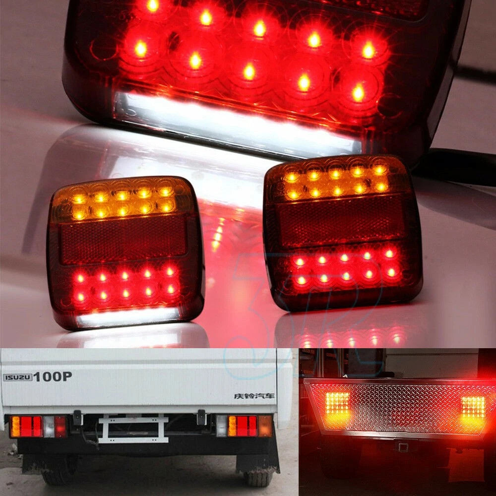 2x Square Led Stop Indicator Trailer Tail Light Truck Caravan Lamp Number Light - view 8