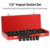 35pcs 1/2" Drive Deep Impact Socket Tool Set Metric Garage Workshop Tools 8-32MM