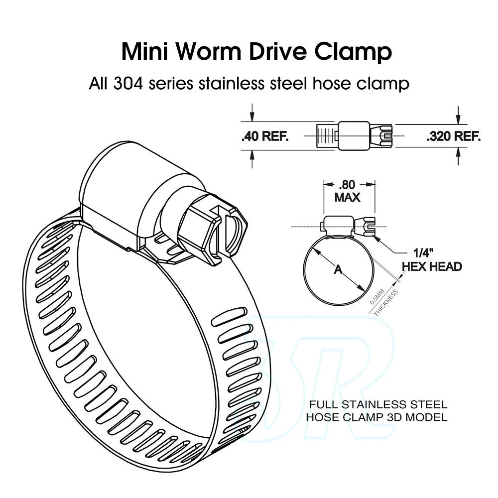 Stainless Steel Hose Clamps Clips Range Worm Gear Pipe Clamp Kit - view 5