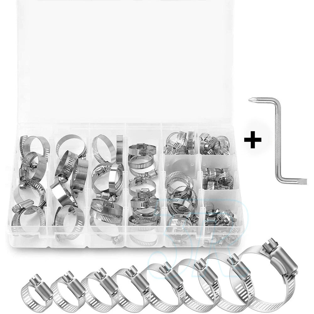 Stainless Steel Hose Clamps Clips Range Worm Gear Pipe Clamp Kit - view 9