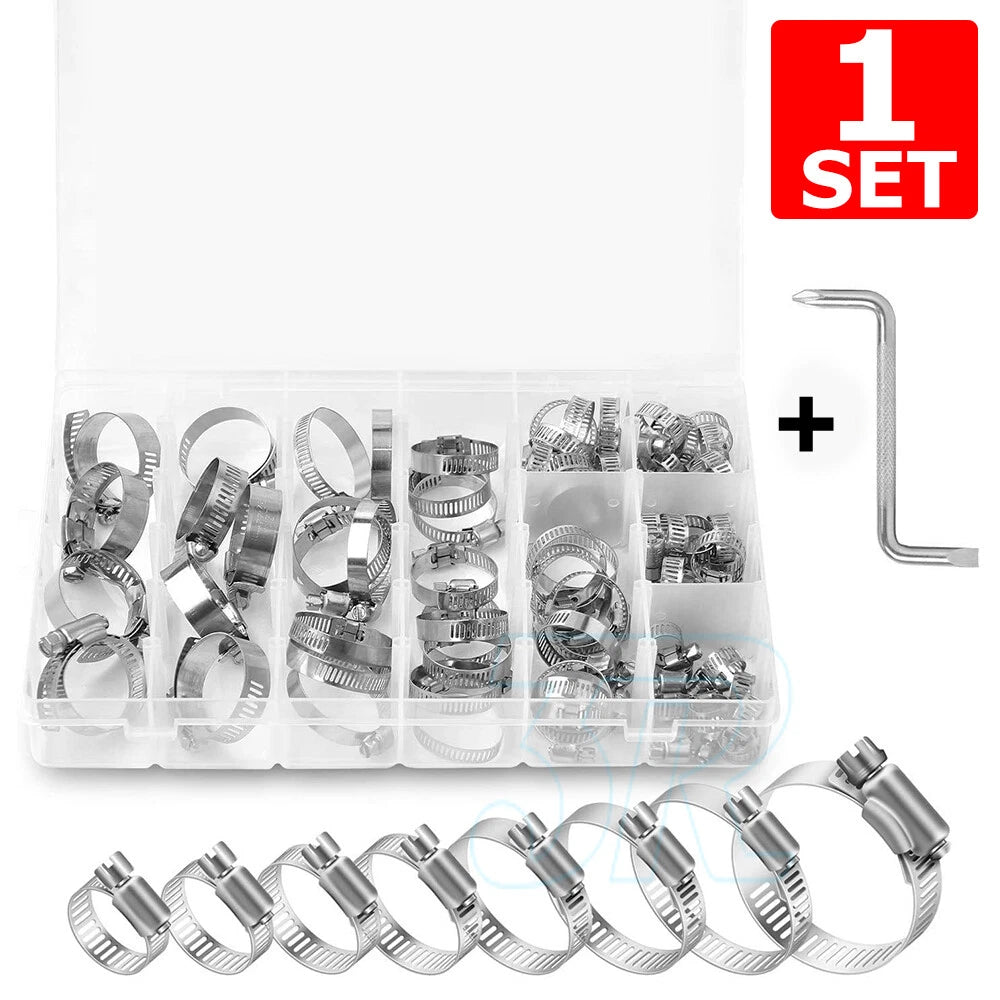 Stainless Steel Hose Clamps Clips Range Worm Gear Pipe Clamp Kit - view 10