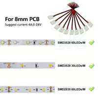 10X LED STRIP LIGHT CONNECTOR SMD 3528 2835 SINGLE 2 WIRE 8MM PCB BOARD ADAPTER - view 7