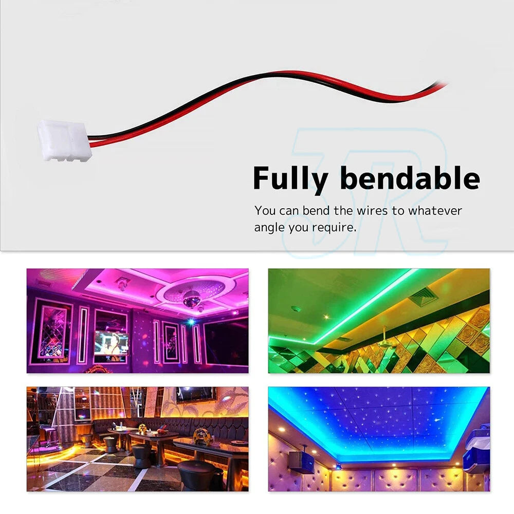 10X LED STRIP LIGHT CONNECTOR SMD 3528 2835 SINGLE 2 WIRE 8MM PCB BOARD ADAPTER - view 9