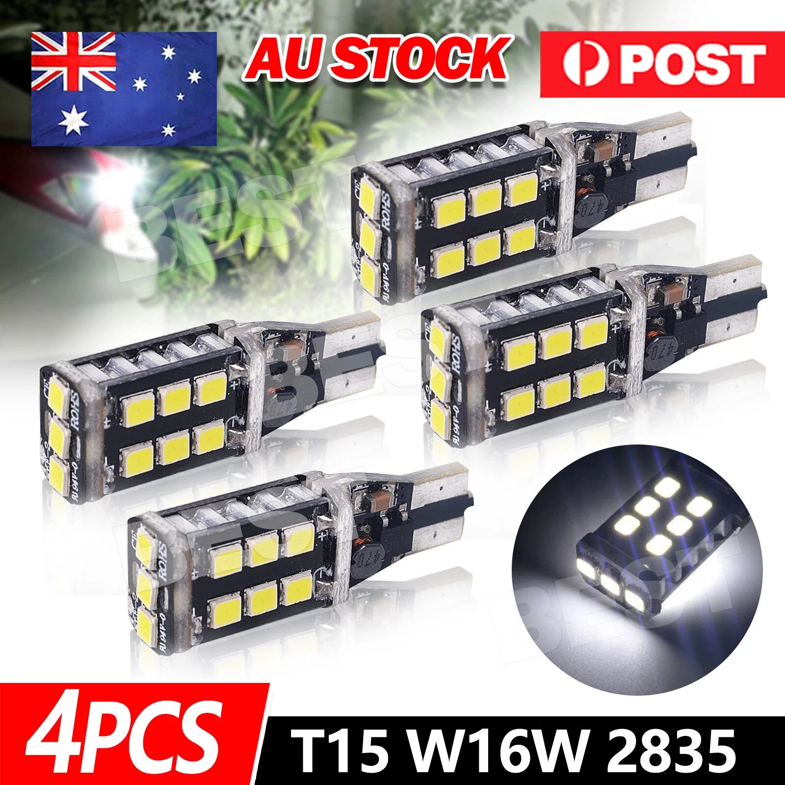 2x T15 W16W 2835 LED Reverse Light Canbus Error Free 912 Backup Bulb 800LM White - view 1