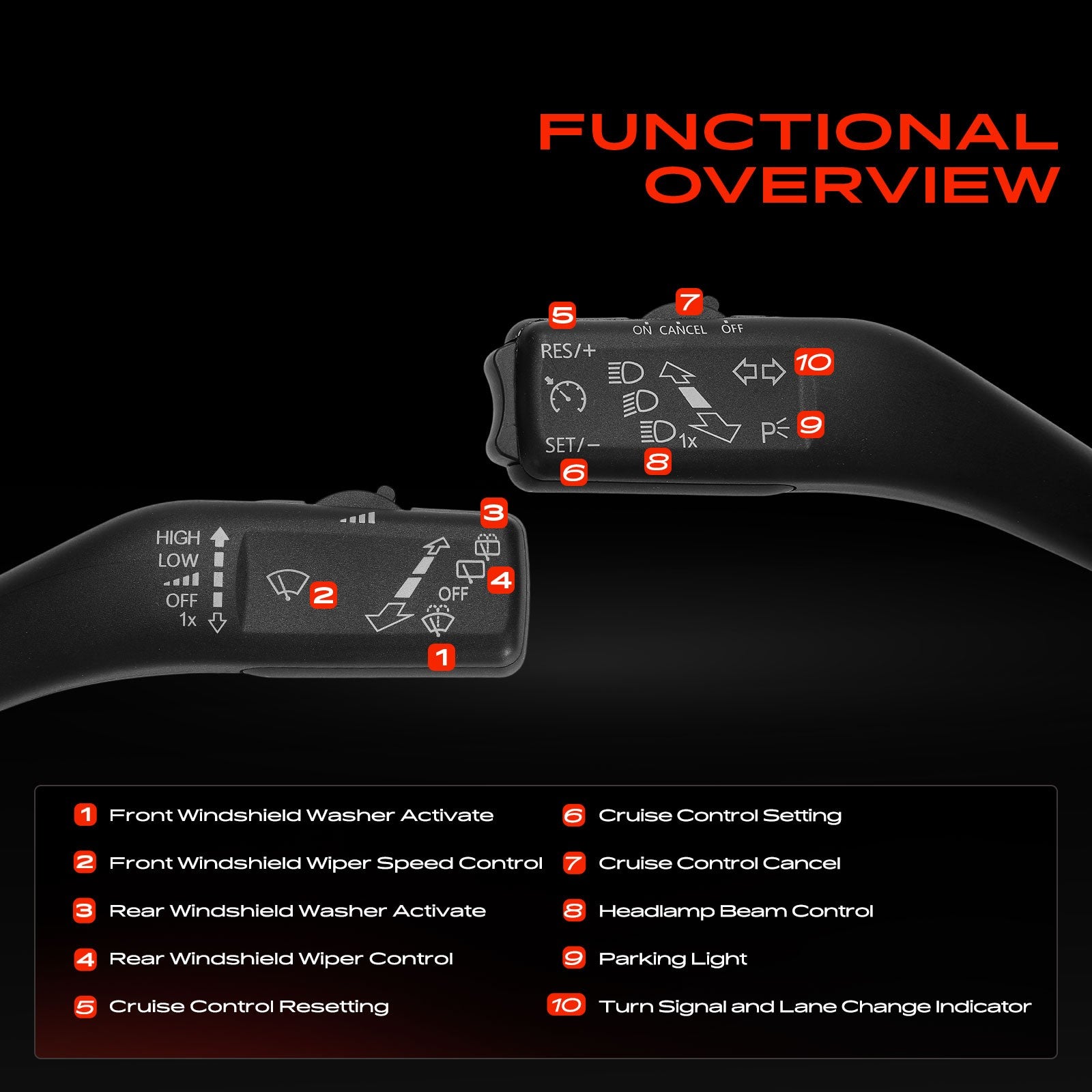 Headlight Indicator Wiper Switch for Skoda Yeti Volkswagen Caddy Eos Golf Jetta - image 2