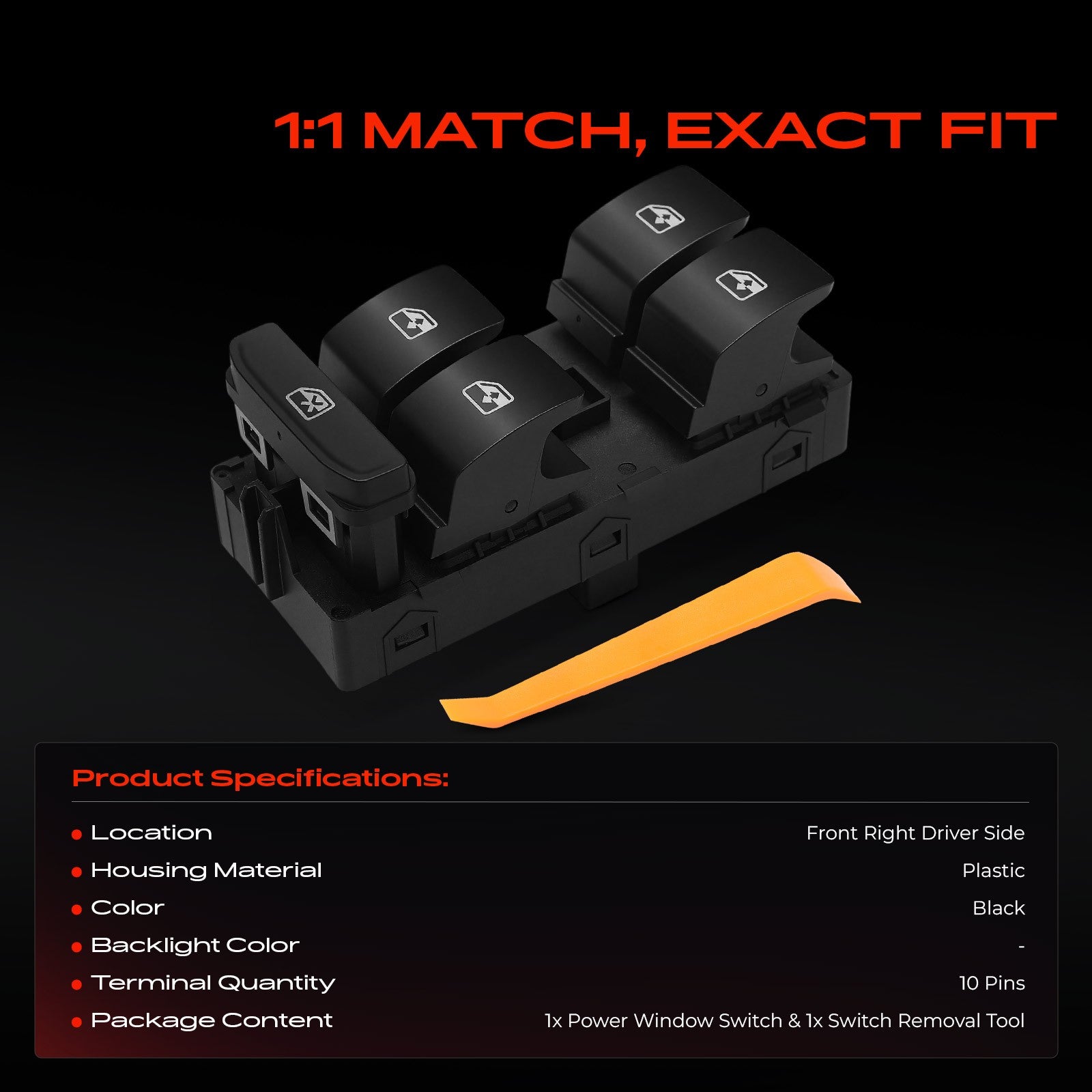 Front Right Window Switch without Bezel for VW Golf Mk7 and Passat B8 – view 1
