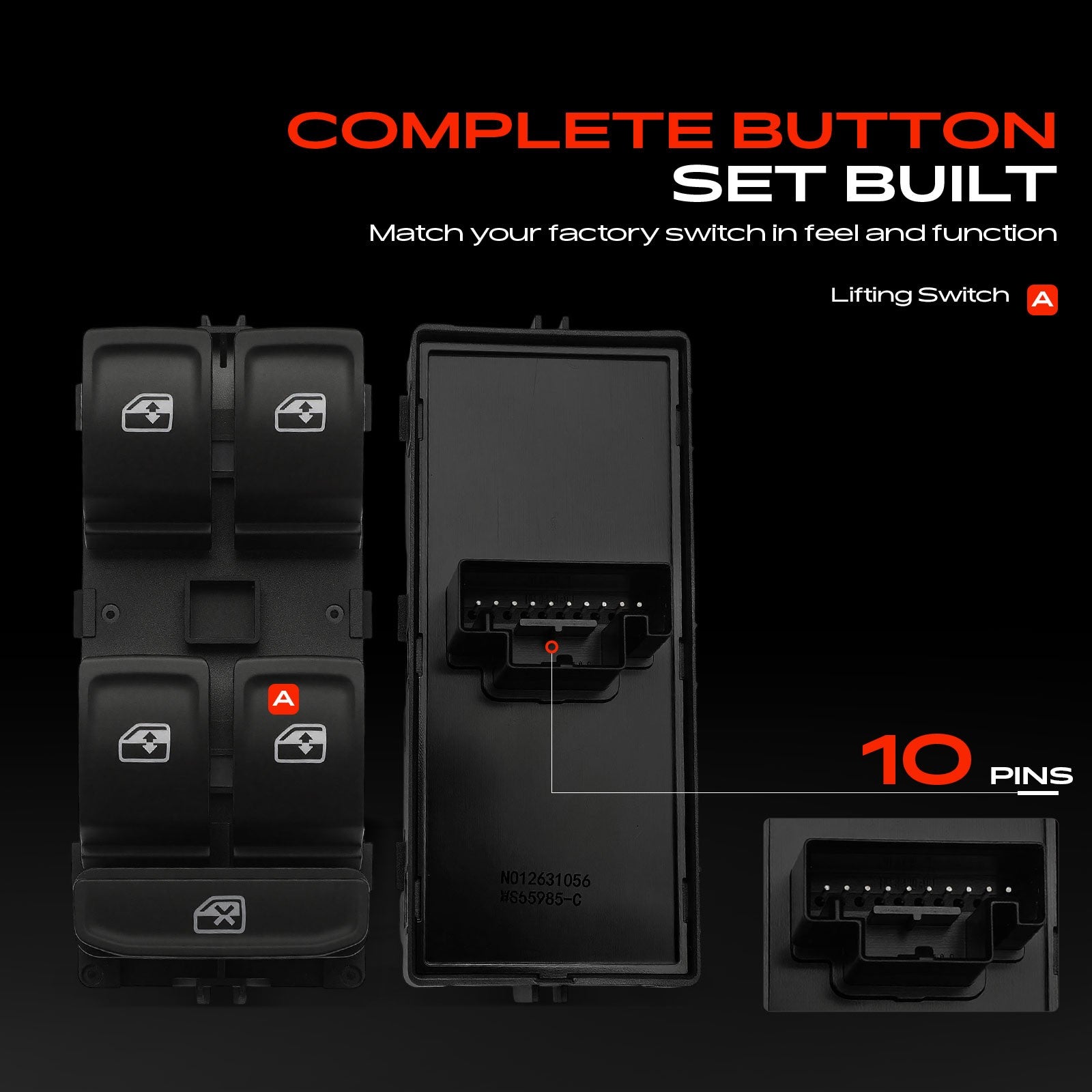 Front Right Window Switch without Bezel for VW Golf Mk7 and Passat B8 – view 2