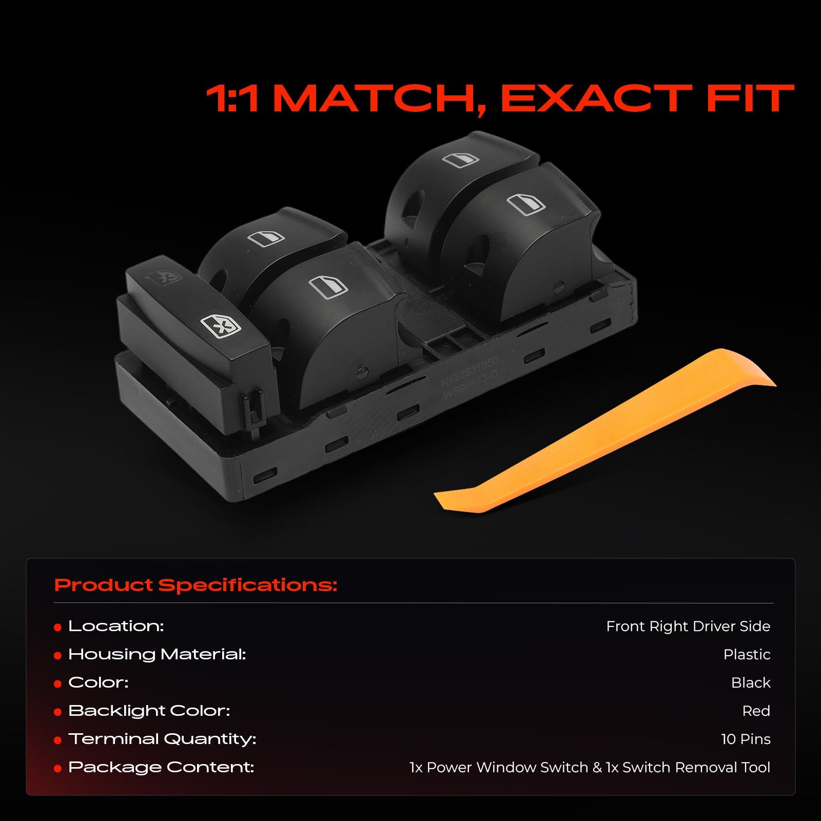Front Right Window Switch for Audi A3 8P1 8P7 8PA A6 Q7 RS6 S3 S6 4LB 2004-2014 - image 2