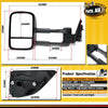 Manual Extendable Towing Mirrors for Ford Ranger PX1 PX2 XL XLT XLS 2012-2022