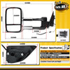 Pair Chrome Extendable Towing Mirrors for Ford Ranger PX Everest UA 2012-2022