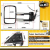 1 Pair Chrome Extendable Towing Mirrors for Toyota Landcruiser 200 No Indicator